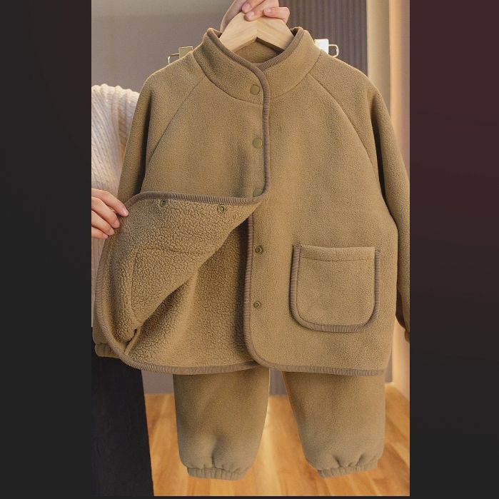 儿童秋冬季加绒家居服套