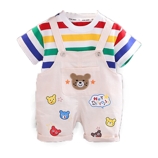 儿童夏季套装2026新款男童短袖T恤薄运动宝宝衣服夏装分体两件套