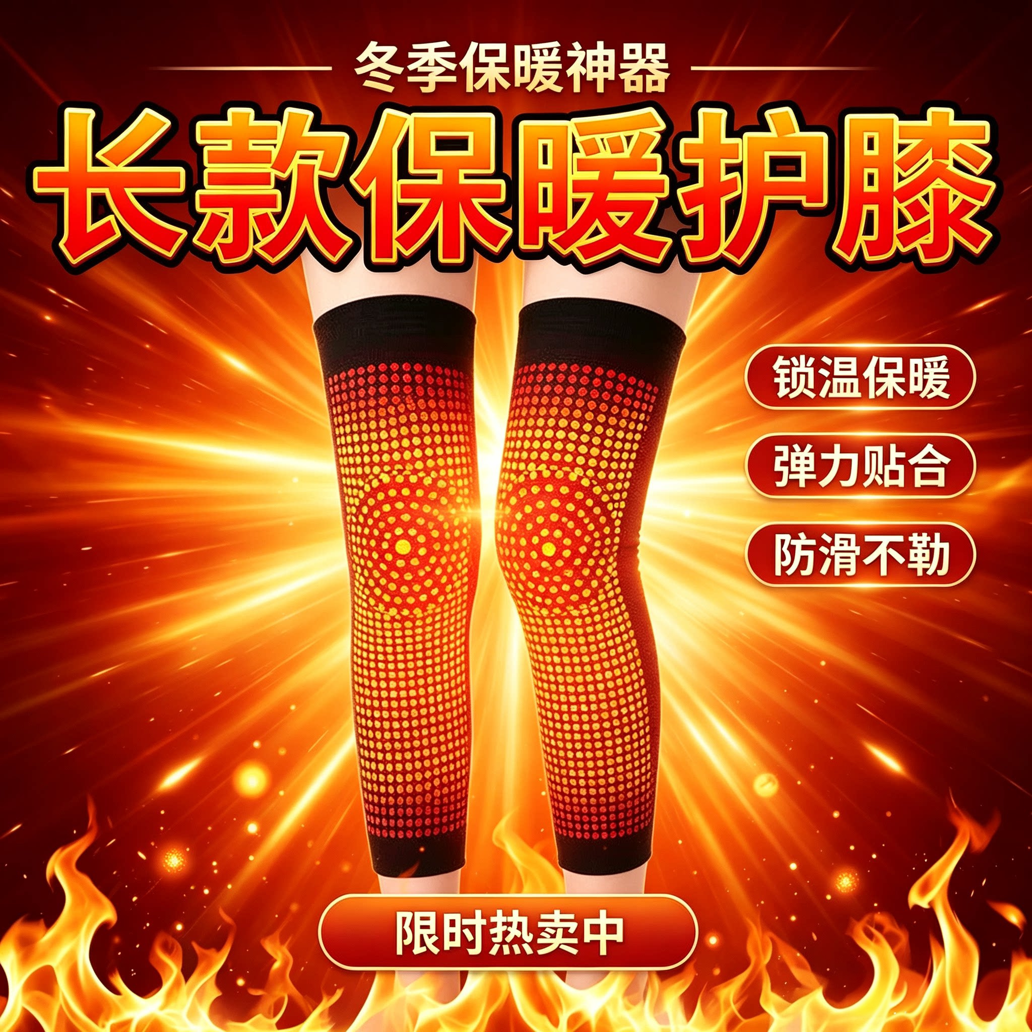 加长双面自发热艾草护膝保暖