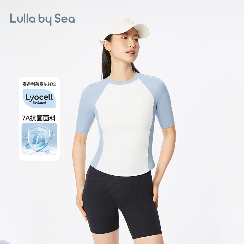 Lulla by Sea| Wonder rib 半袖T恤莱赛尔棉骑行风休闲运动上衣,运动服/休闲服装,运动T恤,淘宝优惠券,粉丝福利购,淘宝优惠卷