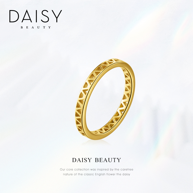 daisy收工压印镂空几何戒指