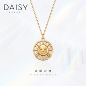 DAISY 明星同款 BEAUTY硬币锁骨链S925银金币项链生日
