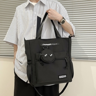 手提袋学生拎书包补习袋斜挎包初中男款高中生书包男孩补课包单肩