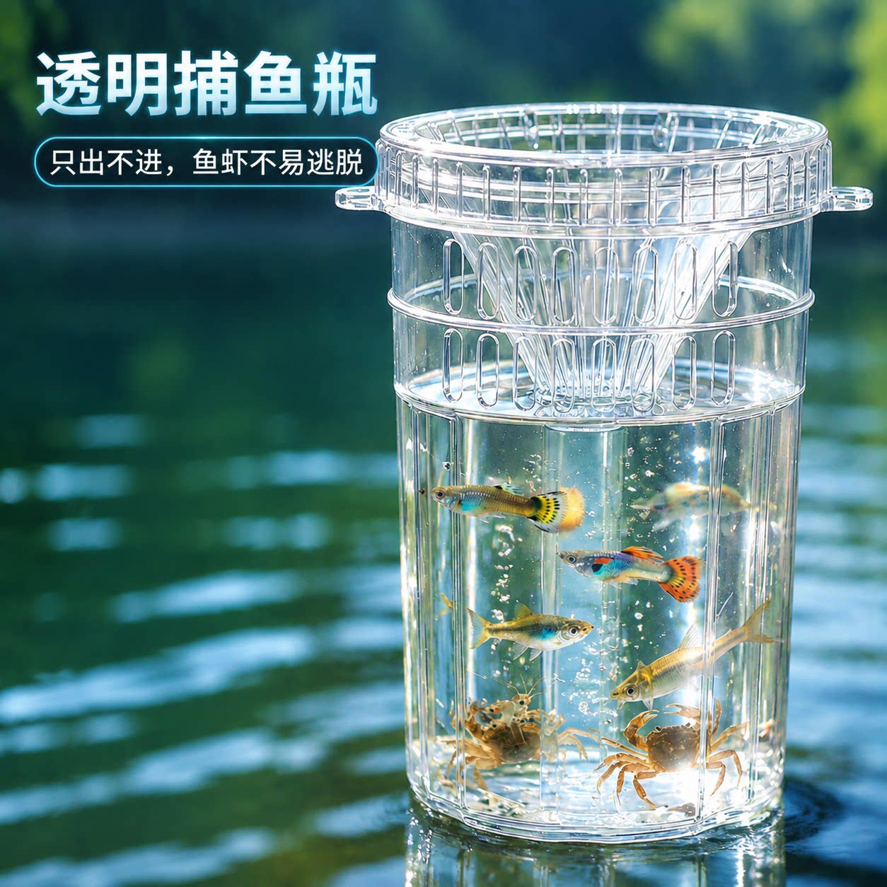 抓鱼瓶儿童户外玩具小孩小朋友亲子捕鱼瓶倒须蟹笼鱼虾钓鱼观察瓶