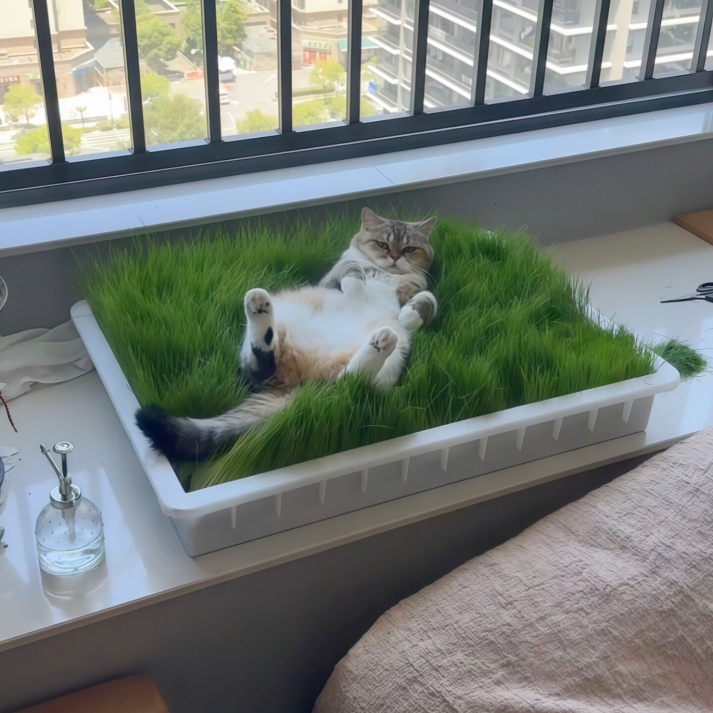 猫咪专用草坪懒人猫草种子盆栽大盆自种植小麦种猫薄荷土培水培盆