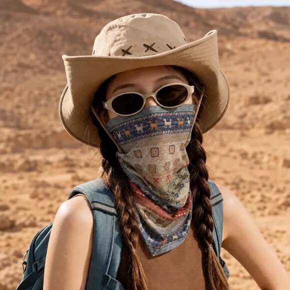 夏季全脸防晒面罩女开车骑行沙漠西北围脖面纱口罩遮脖子护颈脖套