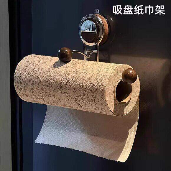 厨房吸盘纸巾架免打孔橱柜用纸挂架抽纸卷纸架懒人抹布保鲜膜架子