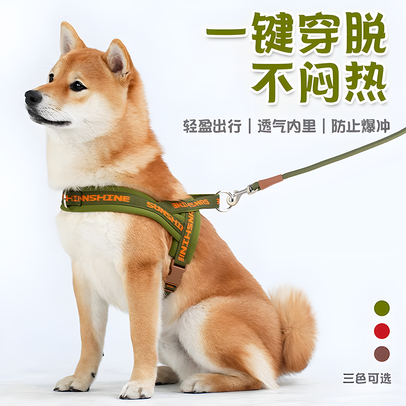 狗狗牵引绳马鞍式遛狗胸背带中小型犬比熊柴犬外出专用宠物狗绳子