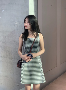 2026春季新款格子吊带连衣裙女小个子小众设计短裙