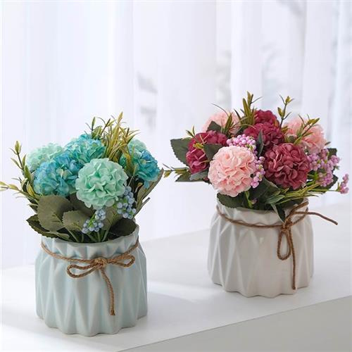仿真花艺套装饰品摆件客厅家居绢花干花花束塑料假花迷你小花盆栽