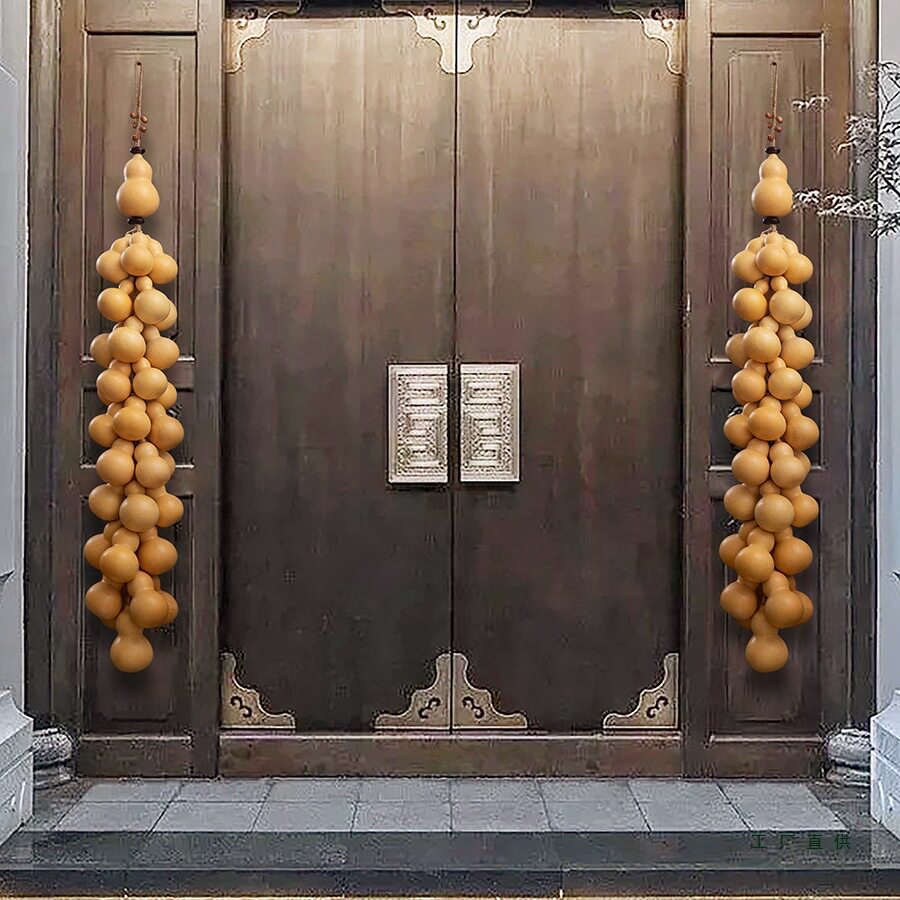 真葫芦壁挂多子多福禄吉祥挂饰玄关门庭客厅阳台店铺装饰麻绳挂件