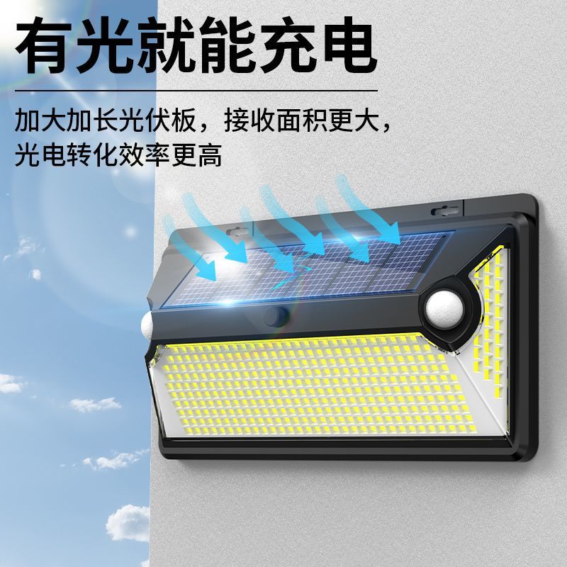 太阳能投光灯感应灯夜用照明灯天黑自动亮庭院灯户外防水无线壁灯