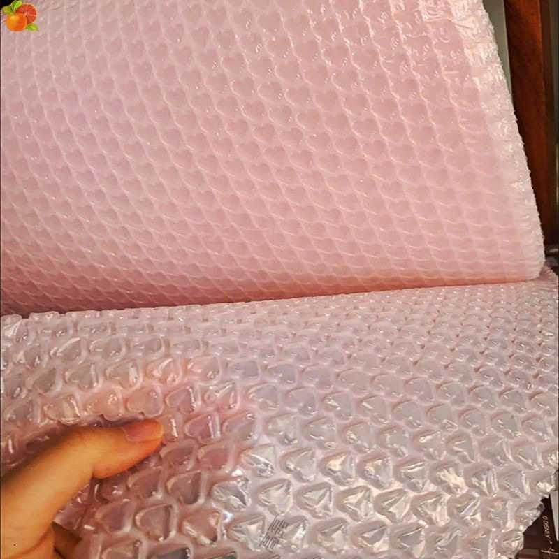 气泡快递袋彩色爱心气泡膜加厚防震垫打包膜粉色心形泡沫纸卷装