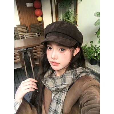 狗狗公园|【森林木屋】水洗磨毛复古八角帽硬帽檐金标百搭贝雷帽