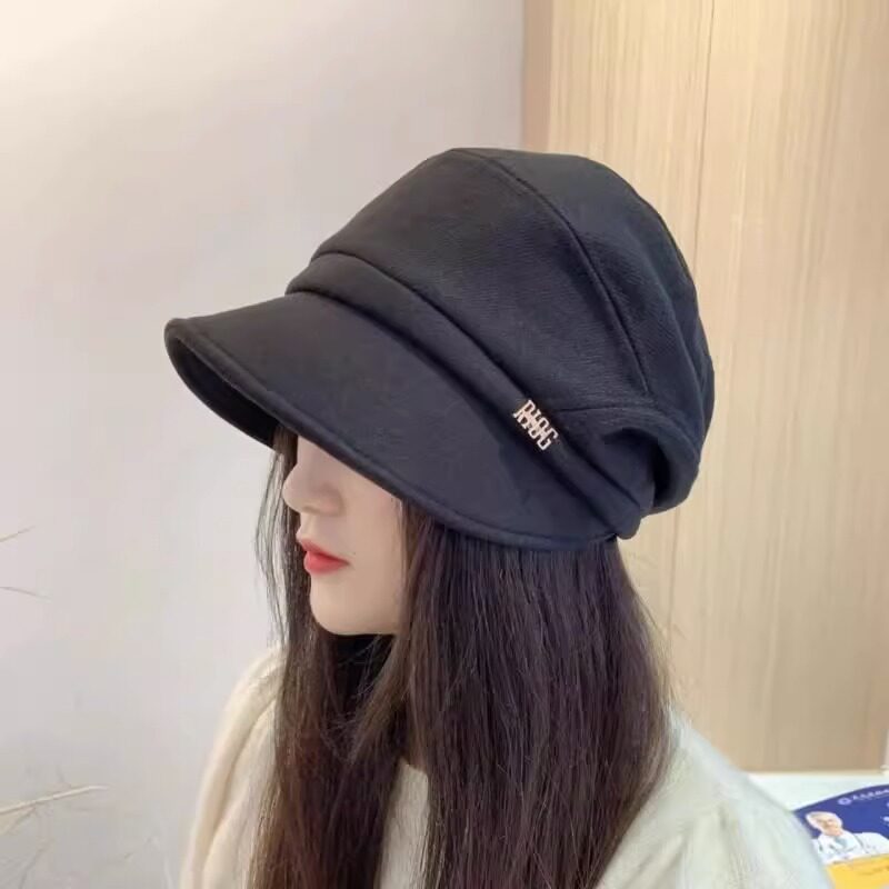 女帽秋款冬帽圆脸大脸显瘦渔夫帽日系气质休闲帽大头围复古堆堆帽