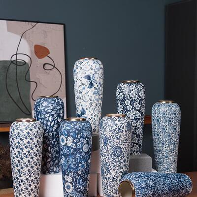 35CM高花瓶景德镇陶瓷青花瓷软装花器客厅中式花瓶可水培竹子