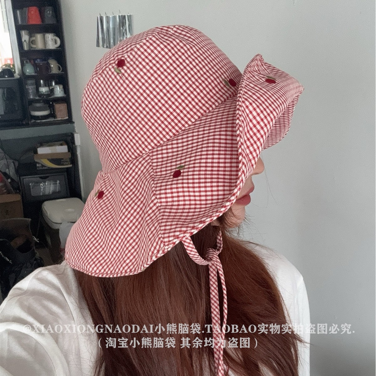 超大帽檐12cm遮阳渔夫帽女小清新水果刺绣遮全脸防晒护脖太阳帽潮