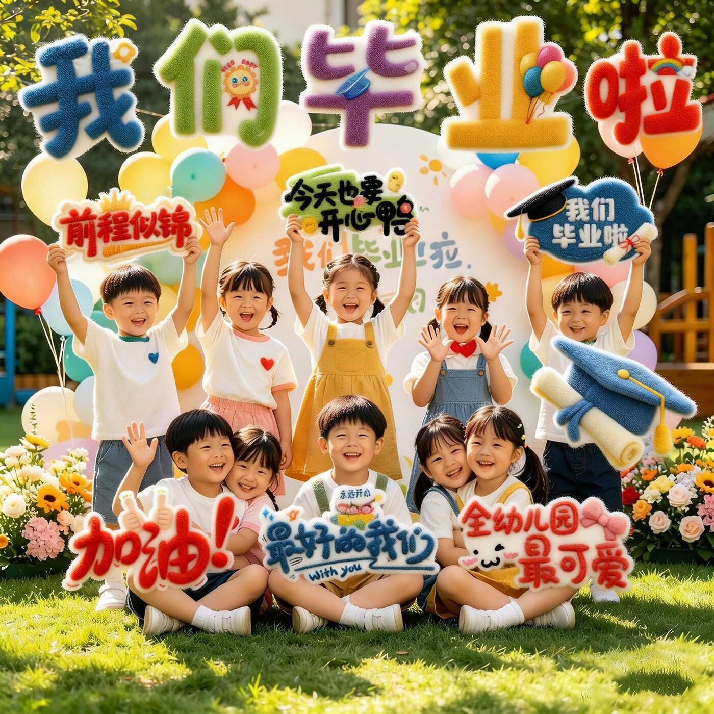 毕业典礼季装饰品手举牌板拍照氛围道具幼儿园小学初三场景布置