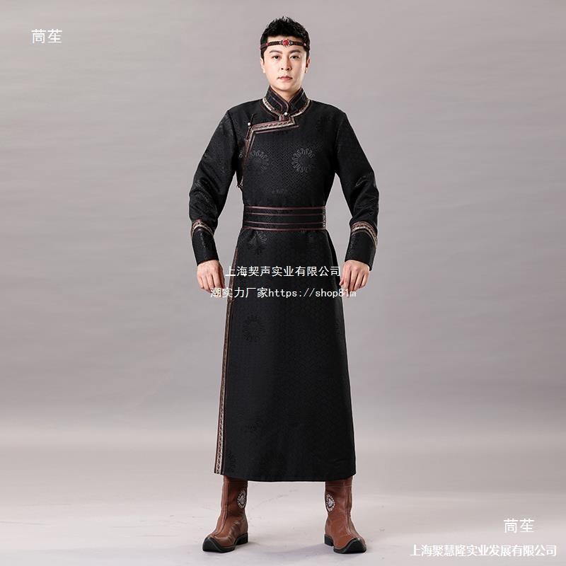 男士蒙古袍日常生活装新款四季传统长袍蒙古舞蹈演出服蒙古族服装