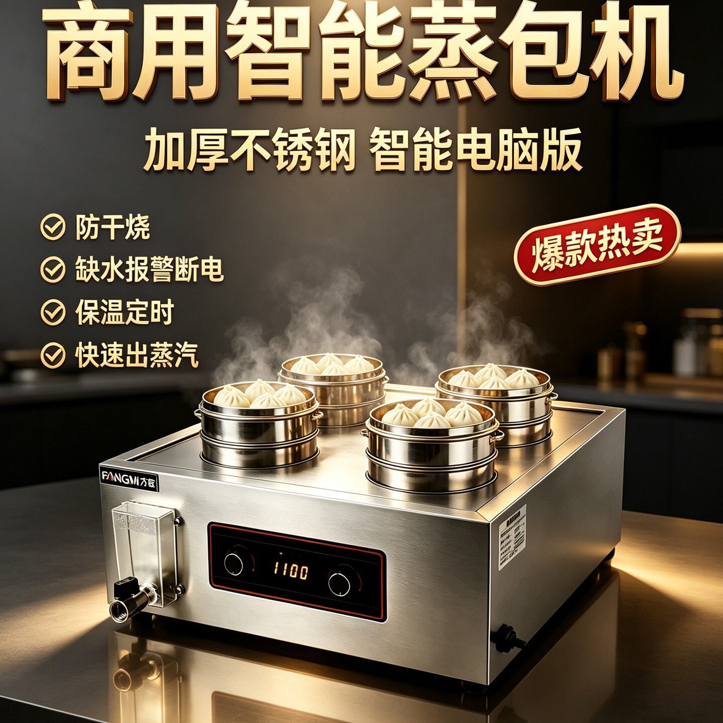 智能电脑版蒸包炉商用缺水断电台