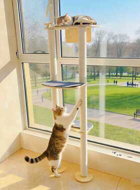 吸盘窗户实木猫爬架猫吊床简约组装超大空间多层猫窝阳台壁挂式