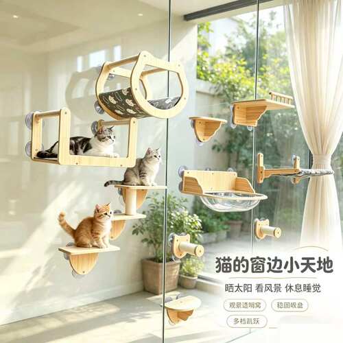 吸盘式猫爬架猫窝猫树一体猫架太空舱不占地壁挂猫咪爬柱