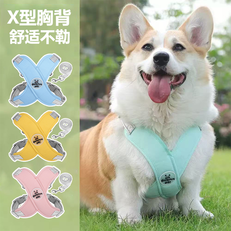 狗狗牵引绳透气背心式胸背中小型