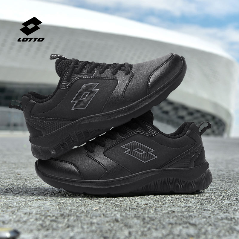 乐途男鞋运动鞋男款春季新款跑步鞋软底皮面防水网面透气休闲鞋子