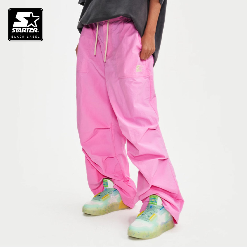 STARTER休闲裤2024夏季新款运动休闲宽松显瘦粉色绿色阔腿裤裤子