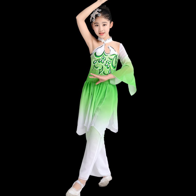 古典儿童演出服女童飘逸少儿江南伞舞中小学生扇子舞服装元旦表演