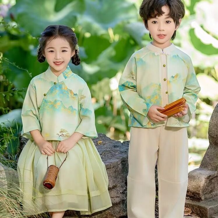 汉服兄妹装上春山男女童唐装春秋合唱演出服新中式国风超仙复古装