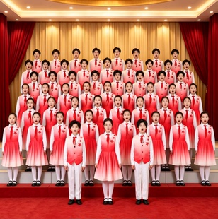 小学生红色合唱朗诵演出服女童男童爱国主题儿童诗歌演讲比赛服装