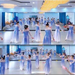 如梦令舞蹈秧歌表演服古典舞飘逸演出服装女童身韵纱衣汉服伞道具