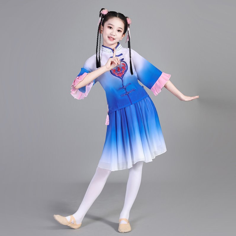 儿童演出服第十二届小荷风采弦韵江南舞蹈古筝古典服古风表演服装