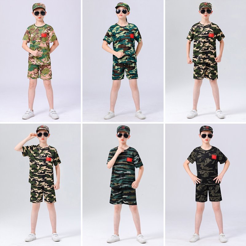 夏季短袖短裤迷彩服男女套装中小学生军训服夏令营拓展户外作训服
