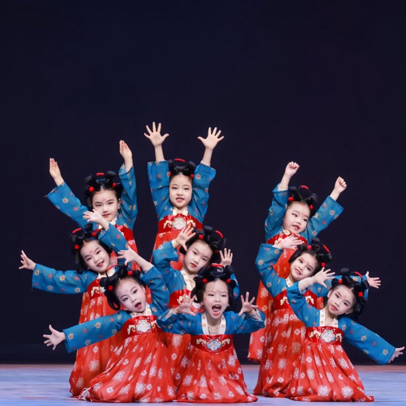 儿童小唐俑舞蹈演出服装女童汉服古典舞唐宫夜宴执镜俑舞台中国舞