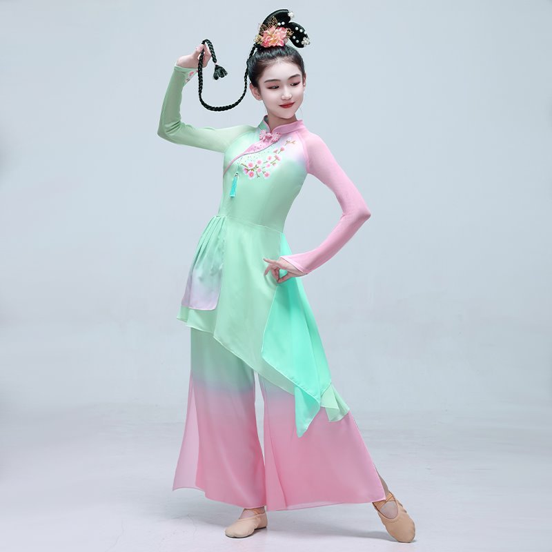 儿童古典舞演出服淡妆浓抹总相宜舞蹈服莲鼓越歌踏浪扇子舞蹈服装
