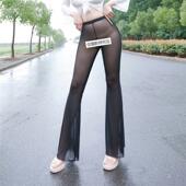 子性感透视超薄网纱喇叭裤 女修身 户外裤 透明紧身裤 约会裤 情趣