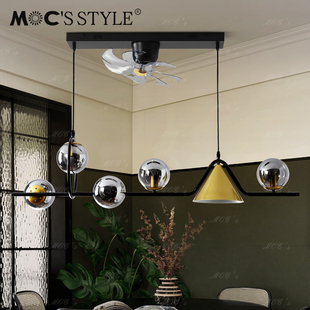 默川2025新款 书房餐桌风扇灯 餐厅吊扇灯设计师高级感中古吊灯法式