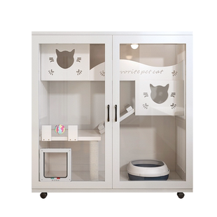 实木猫笼子家用室内猫舍超大自由空间猫窝猫屋猫柜豪华三层猫别墅