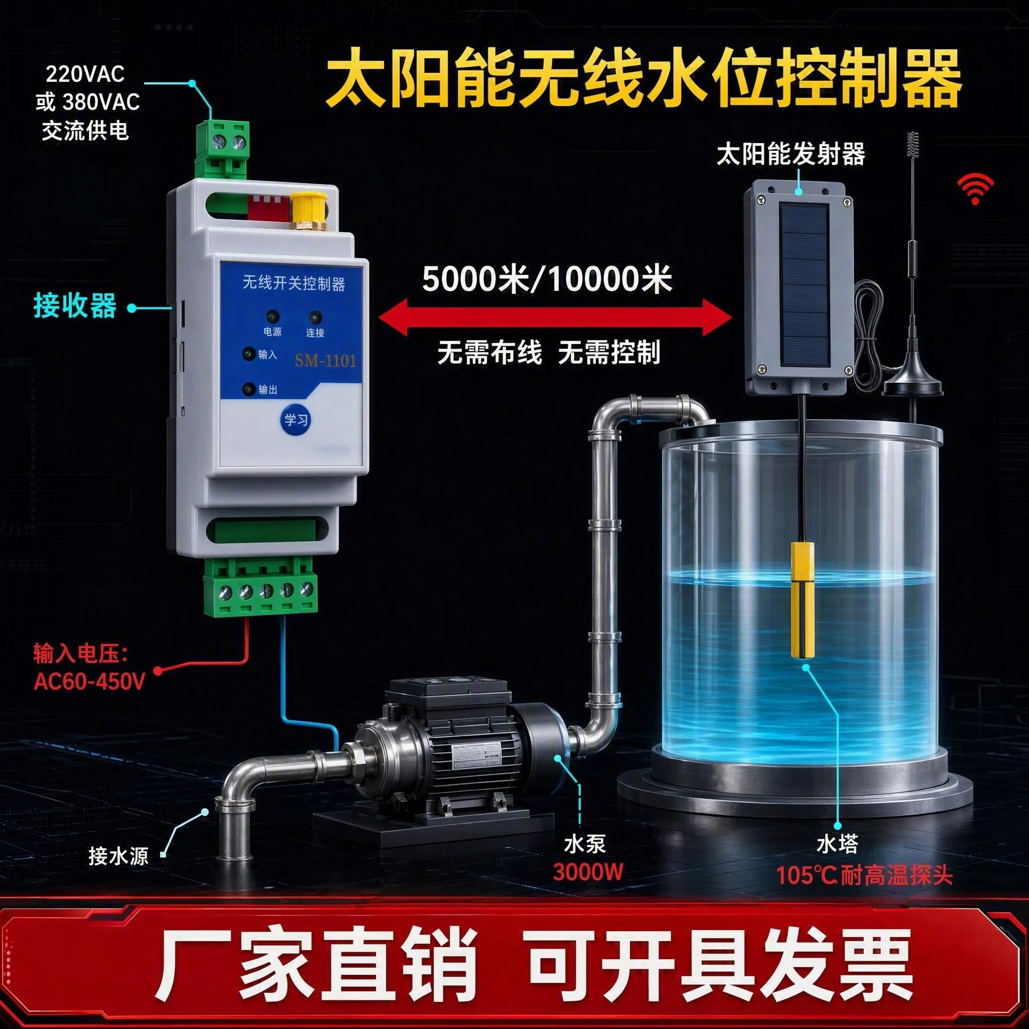 自建房无线浮球水位开关