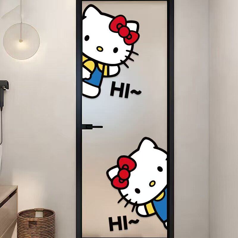Hello窗花卡通贴纸浴室门厨房透明玻璃门装饰可爱客厅玻璃墙面贴