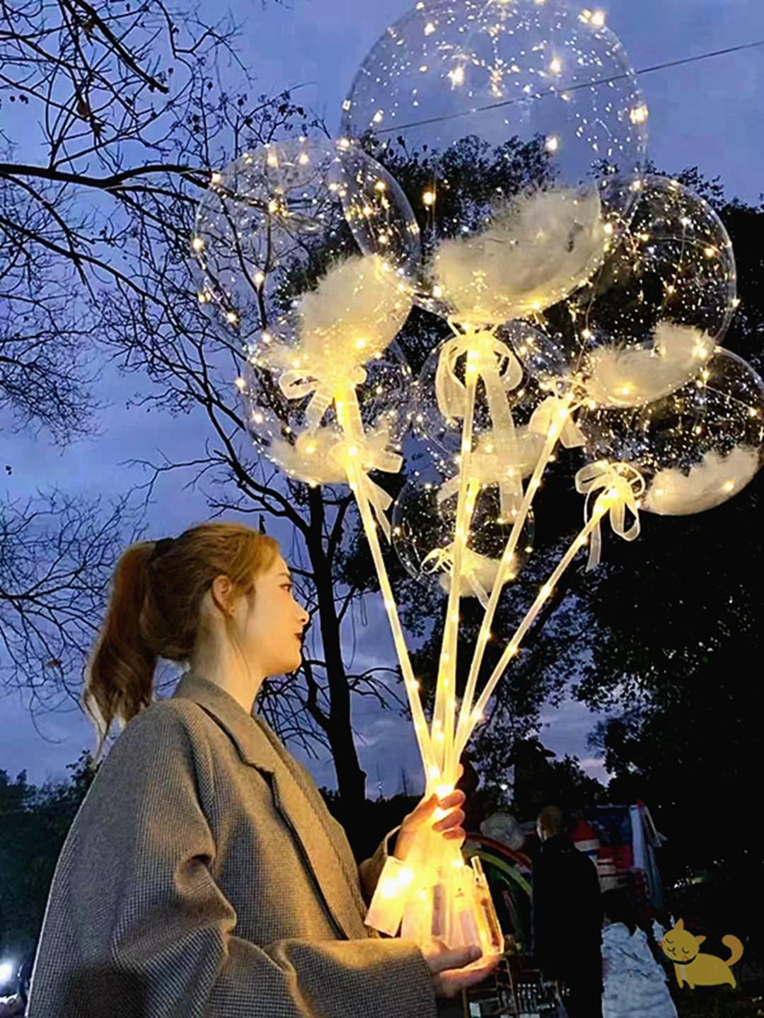 网红波波球摆摊新款爆款带灯发光地推夜市儿童卡通造型气球材料包