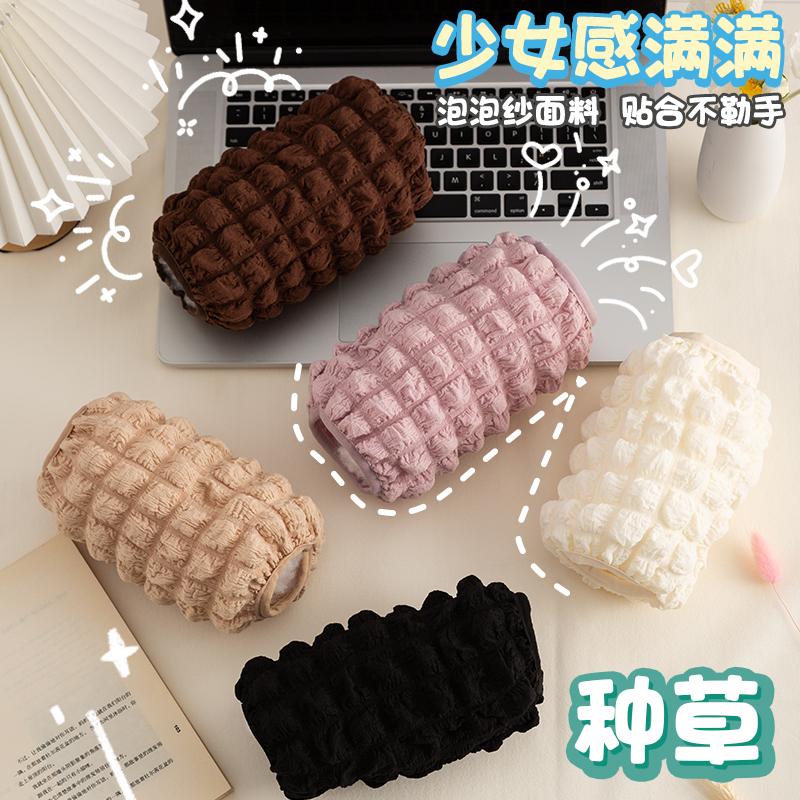 pvc防水袖套韩版简约泡芙袖套科技布长款套袖雪上二合一护手袖套