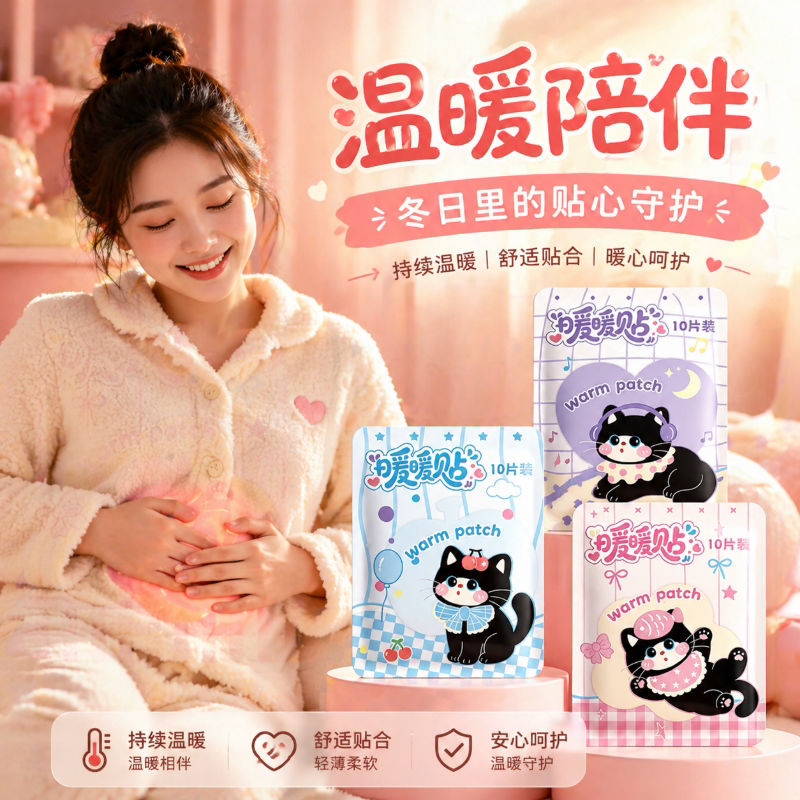 卡通发热暖贴可爱暖宝宝贴学生专用暖手贴冬天女生月经暖宫热敷贴