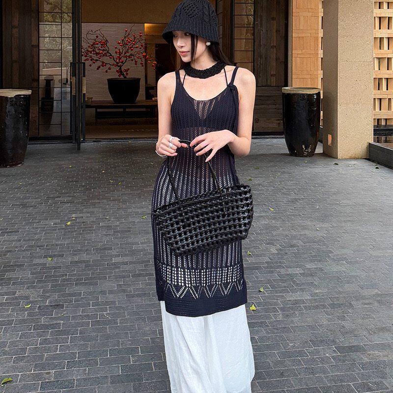 ELSISSI爱姐家法式度假风镂空洋装女2026夏季新款中长裙子 - 实物图