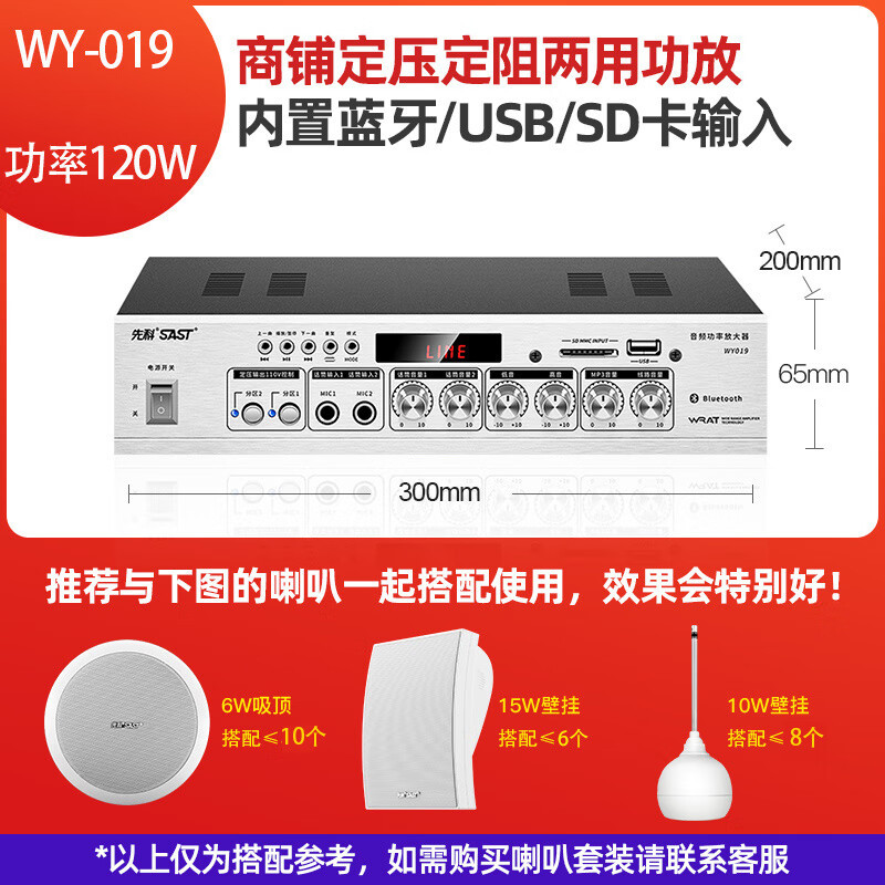 先科蓝牙分区功放机音箱喇叭功放家用定阻定压音响可插卡小公放器