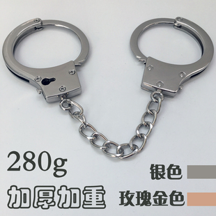 密室手铐情侣玩具影视道具加厚cos玫瑰金不锈钢手拷金属脚铐锁扣