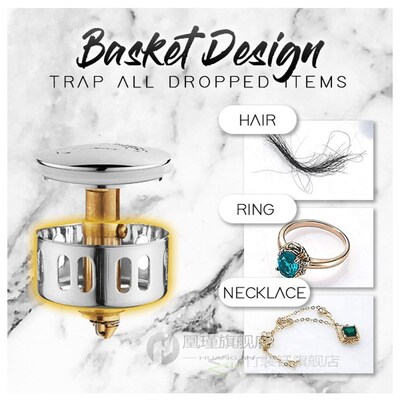 *Basin Pop-up Drain Filter Stainless Steel Push-Type Bounce