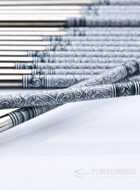 5 Pairs Flower Printed Chinese Chopsticks Stainless Steel Fo